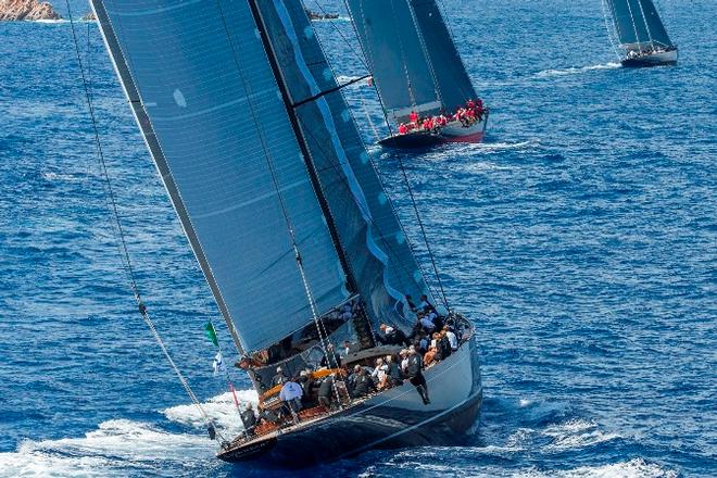 Fleet in action in Maxi Yacht Rolex Cup 2014 &copy;  Rolex / Carlo Borlenghi http://www.carloborlenghi.net